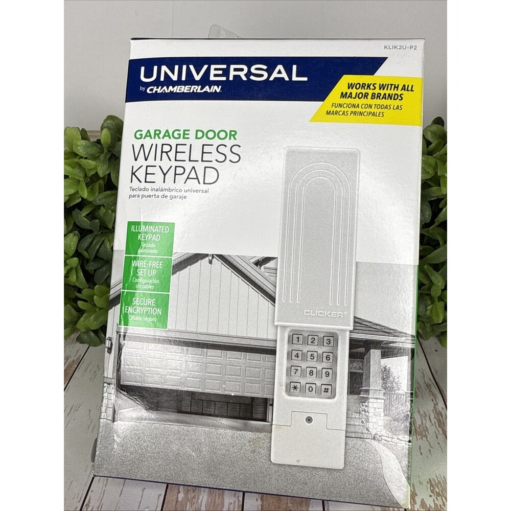Chamberlain Universal Wireless Garage Door Keypad Illuminated KLIK2U-P2 NIB